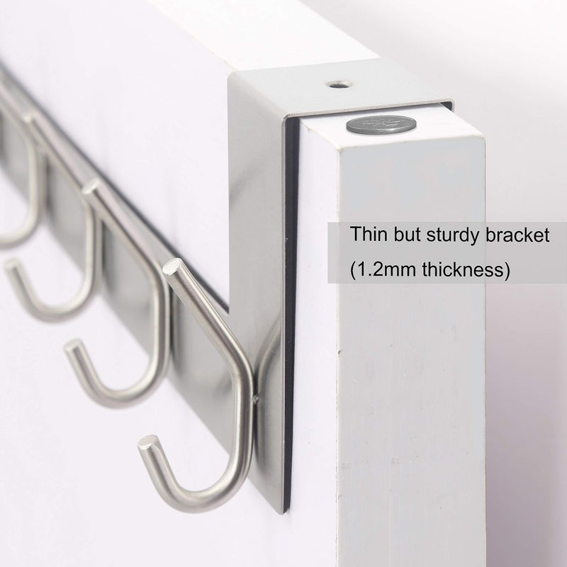 WEBI Over The Door Hook Door Hanger:Over The Door Towel Rack with 6 Coat Hooks for Hanging,Towel Hanger Door Coat Hanger Over Door Coat Rack for Towels,Clothes,Back of Bathroom,Silver,2 Packs - Image 4